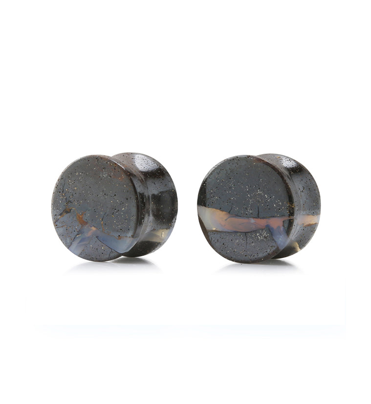 Boulder Opal Stone Plugs 1/2" (12mm) Version 5