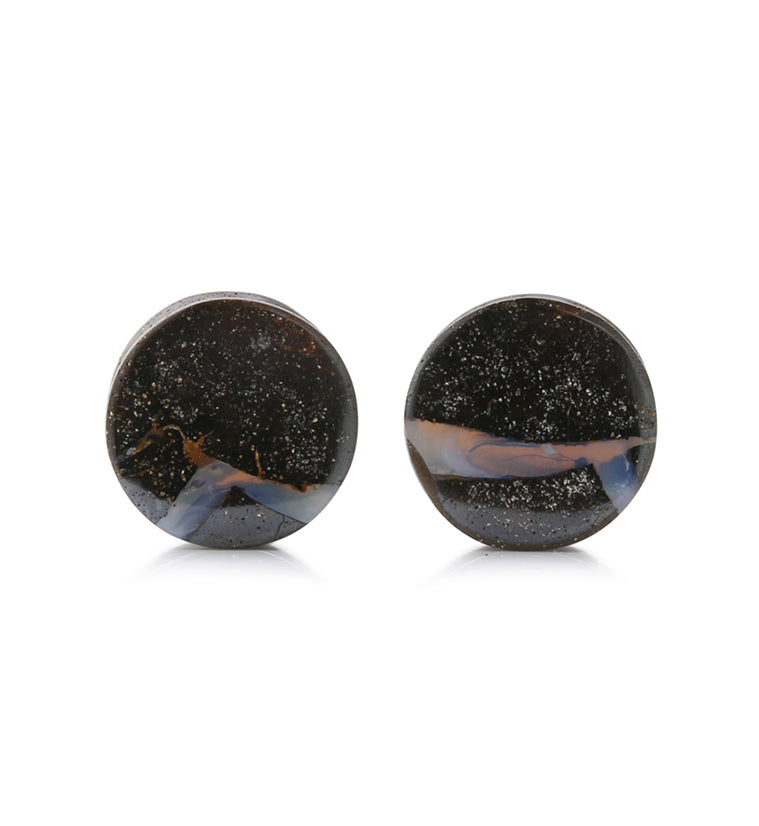 Boulder Opal Stone Plugs 1/2" (12mm) Version 5