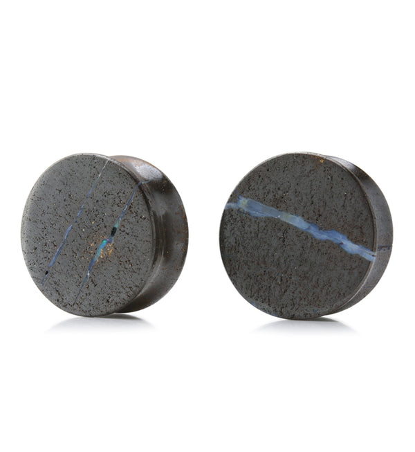 Boulder Opal Stone Plugs 7/8" (21mm) Version 2