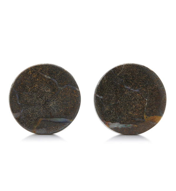 Boulder Opal Stone Plugs 7/8" (21mm) Version 3