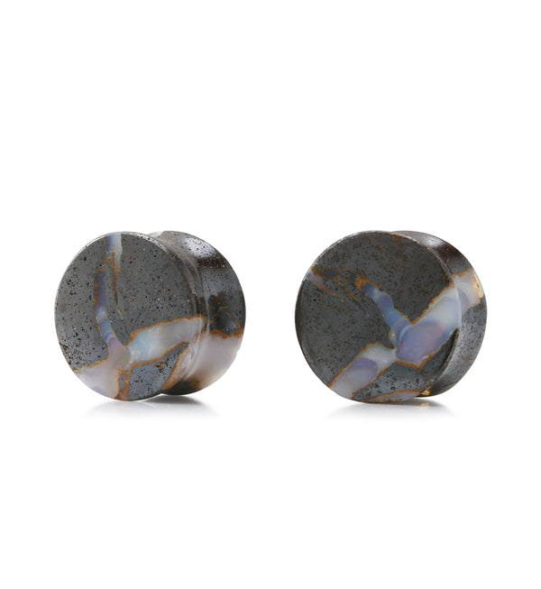 Boulder Opal Stone Plugs 9/16" (14mm) Version 3