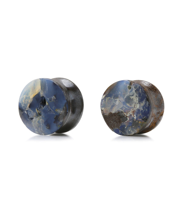 Boulder Opal Stone Plugs 9/16" (14mm) Version 4