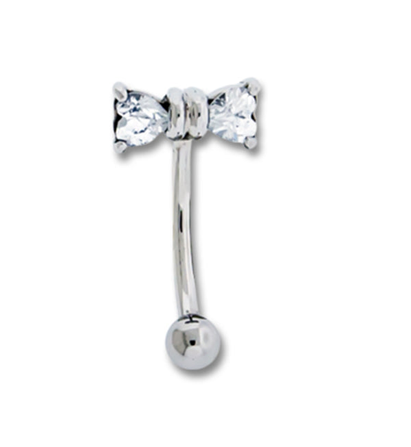 Bow Heart CZ Curved Barbell