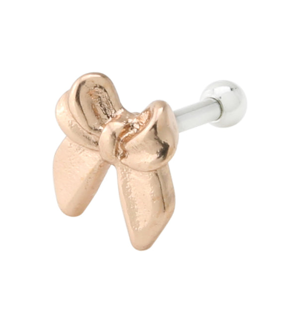 16G Rose Gold PVD Bow Tragus - Cartilage Barbell