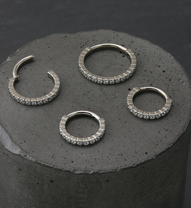 Bracketed Side Facing CZ Titanium Hinged Segment Ring