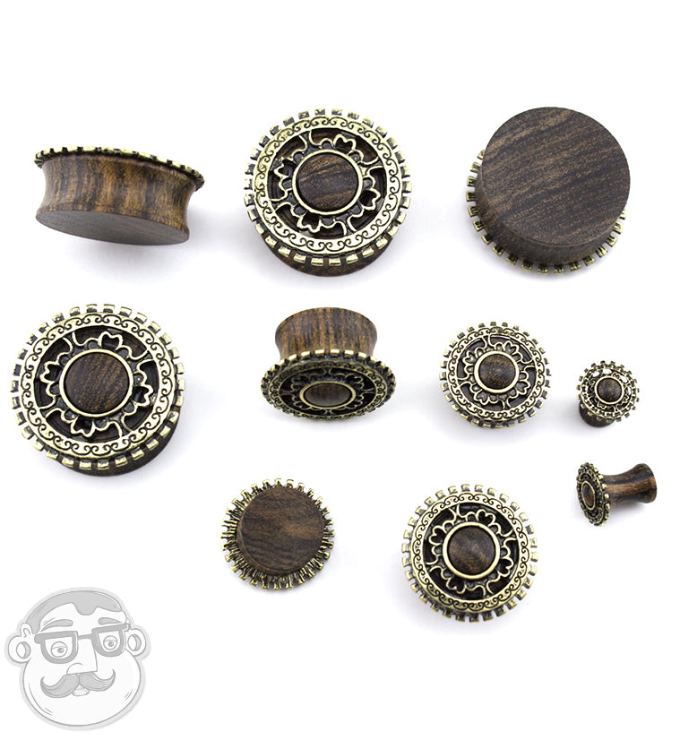 Brass Lineal Top Rose Wood Plugs