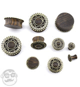 Brass Lineal Top Rose Wood Plugs