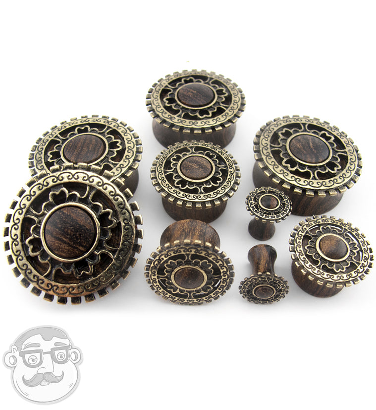 Brass Lineal Top Rose Wood Plugs