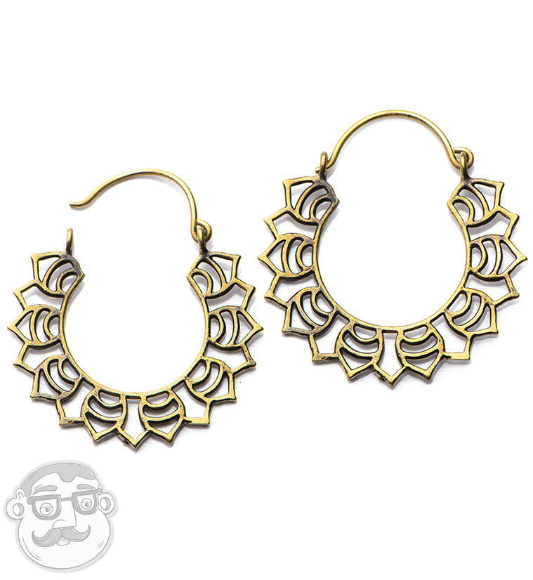 18G Lotus Petal Brass Hoop Earrings
