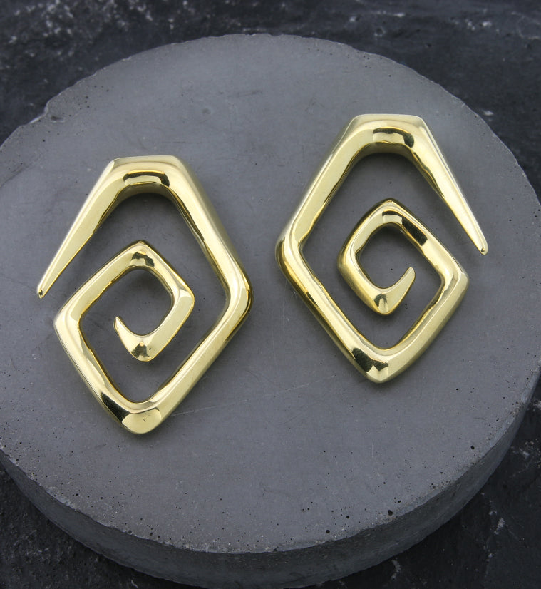Brass Oval Spiral Ear Weights