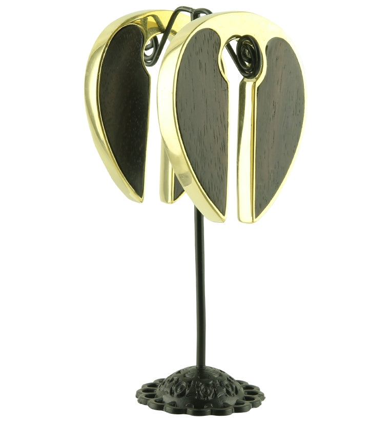 Wood X Brass Keyhole Ear Weights
