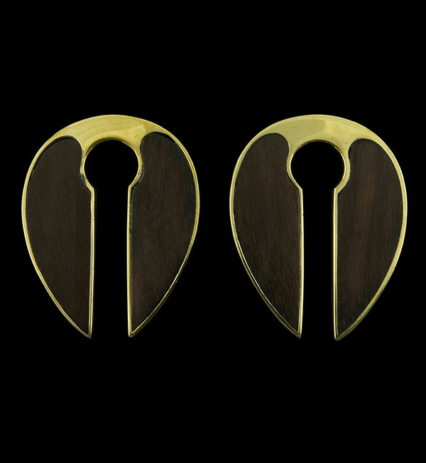 Wood X Brass Keyhole Ear Weights