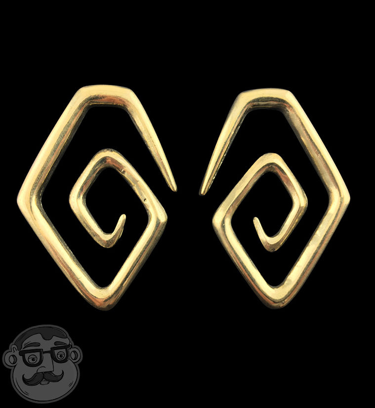 Brass Oval Spiral Ear Weights