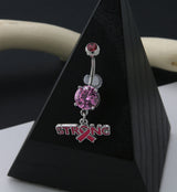 Breast Cancer Awareness Strong Pink CZ Belly Ring