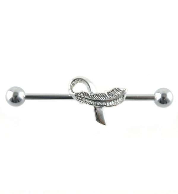 Breast Cancer Ribbon Industrial Barbell