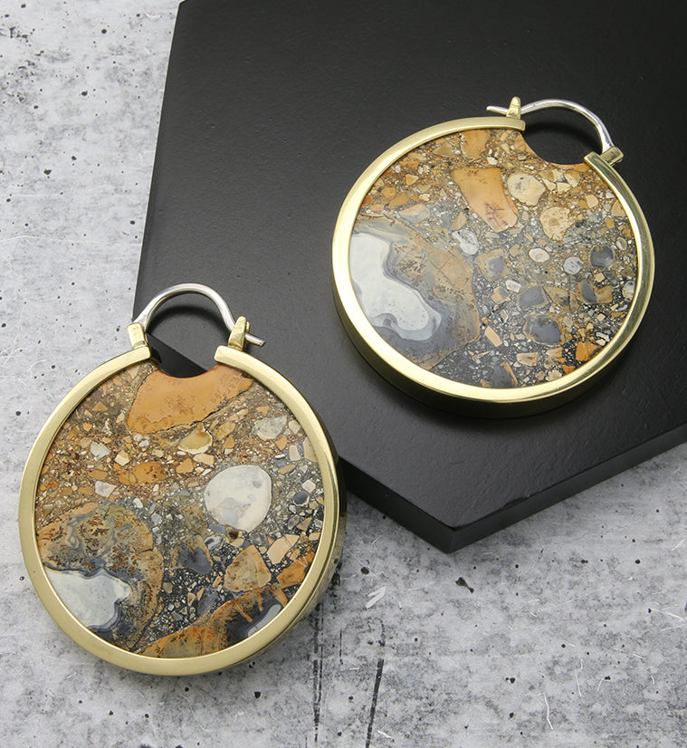 Brecciated Maligano Stone Brass Ear Weights
