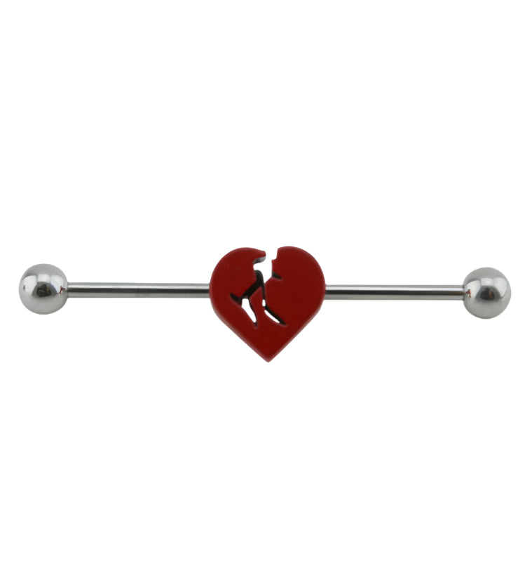 14G Broken Heart Industrial Barbell
