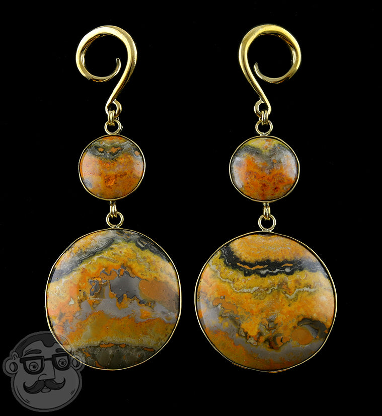 Double Bumblebee Jasper Stone Ear Weights