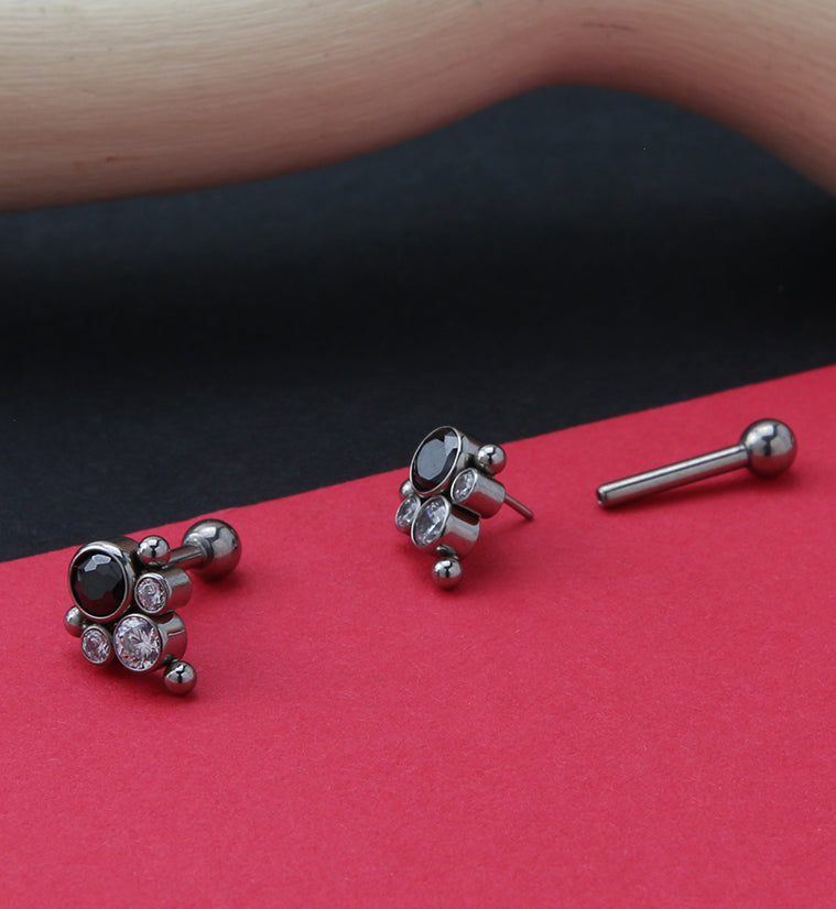 Bundle Black CZ Titanium Threadless Cartilage Barbell