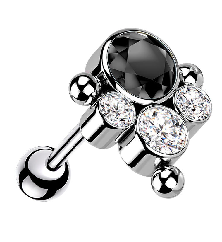 Bundle Black CZ Titanium Threadless Cartilage Barbell