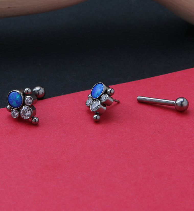 Bundle Blue Opalite Titanium Threadless Cartilage Barbell
