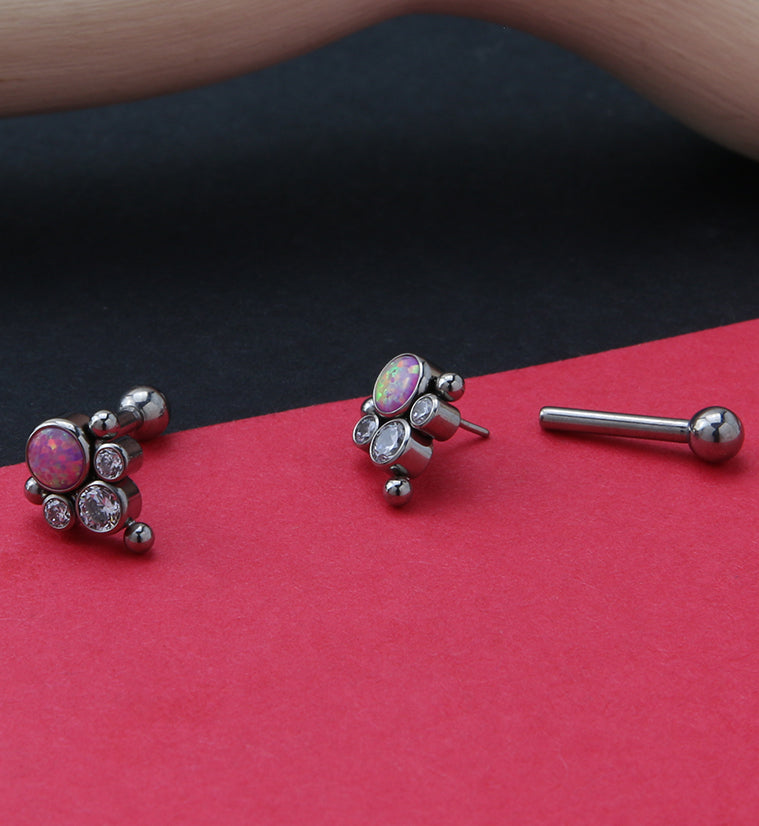 Bundle Pink Opalite Titanium Threadless Cartilage Barbell