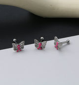 Butterfly Breast Cancer Ribbon Cartilage Barbell