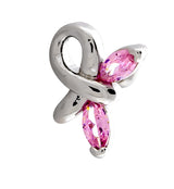 Butterfly Breast Cancer Ribbon Pink CZ Cartilage Barbell
