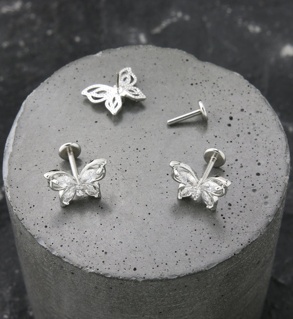 Butterfly CZ Stainless Steel Threadless Labret