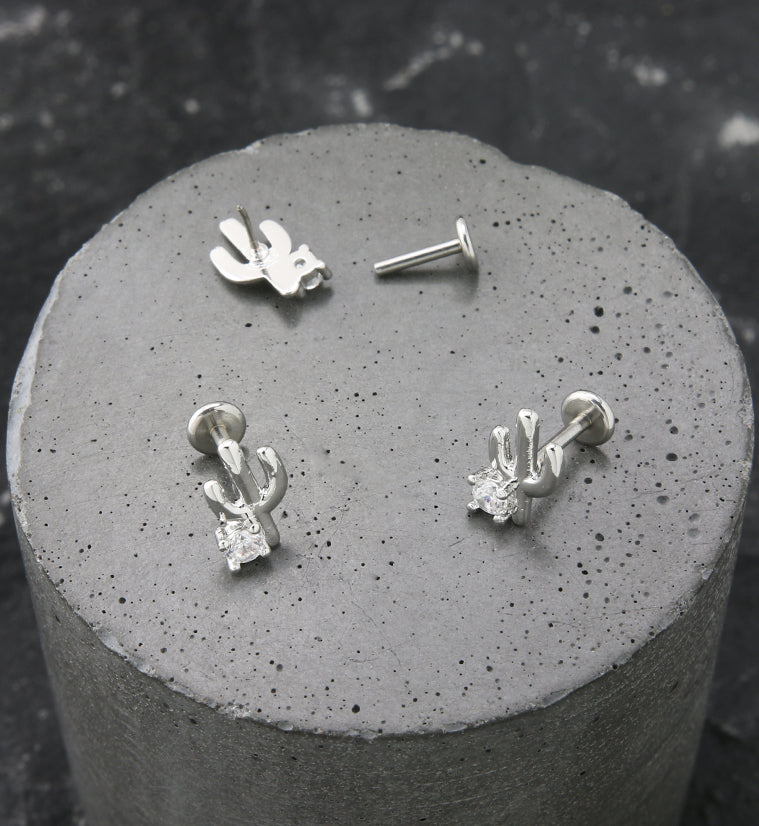 Cactus CZ Stainless Steel Threadless Labret