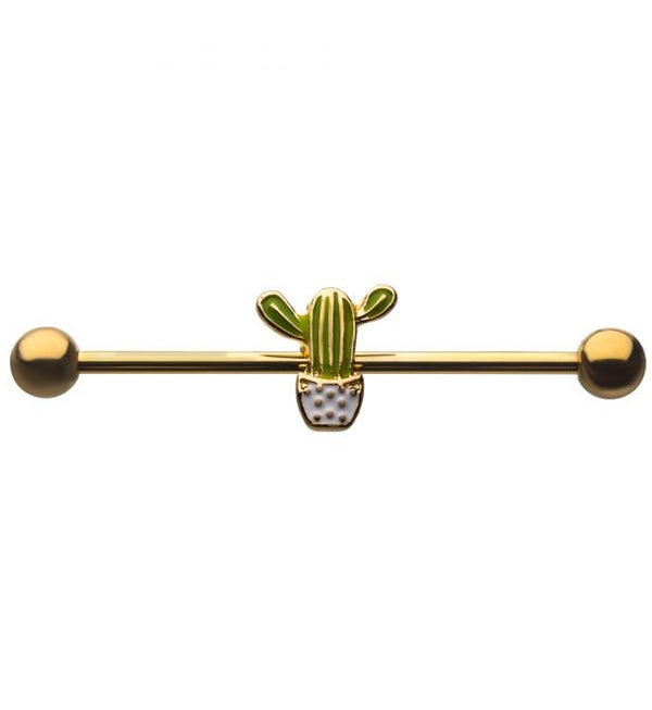 Cactus Gold PVD Industrial Barbell