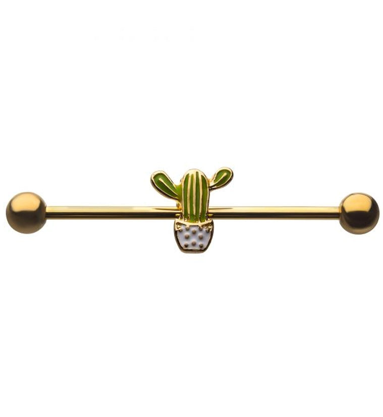 Cactus Gold PVD Industrial Barbell