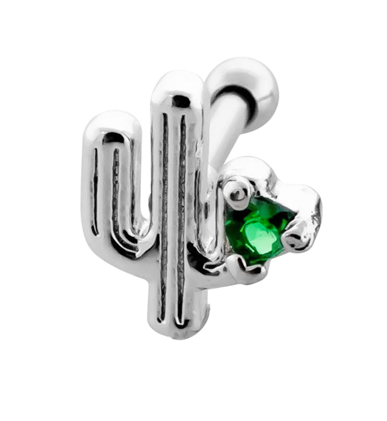Cactus Love Green CZ Cartilage Barbell