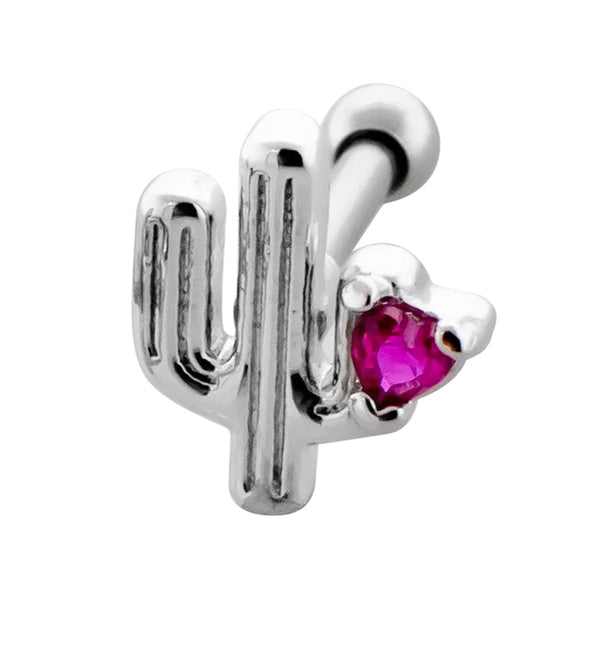 Cactus Love Pink CZ Cartilage Barbell