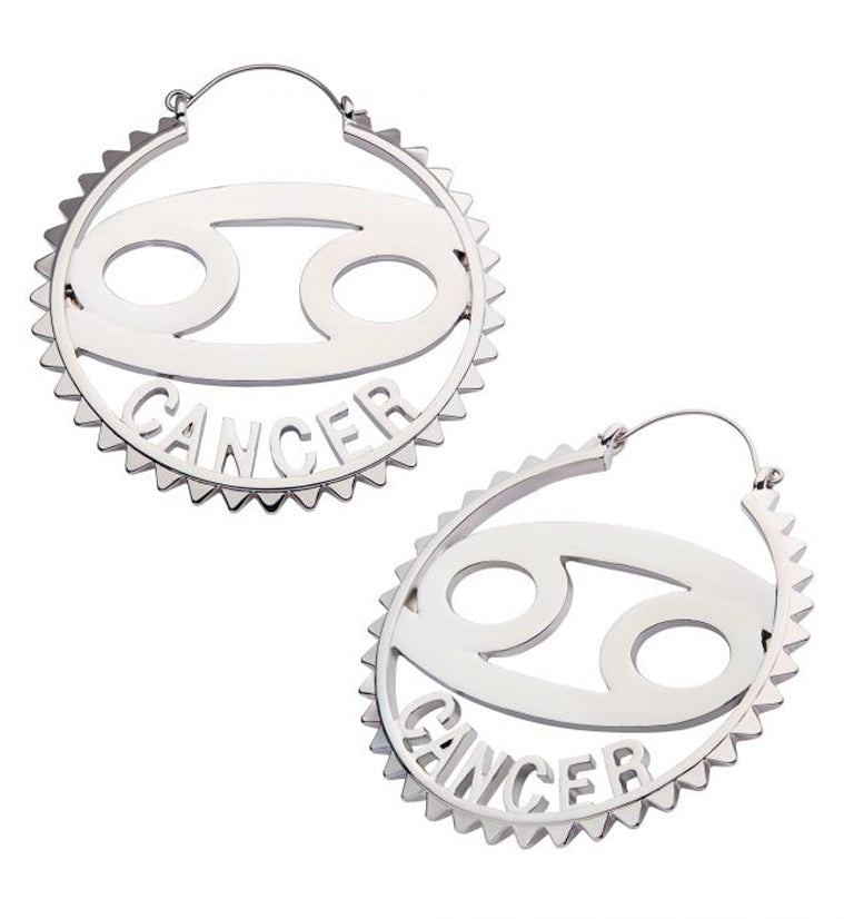Cancer Sign Plug Hoops