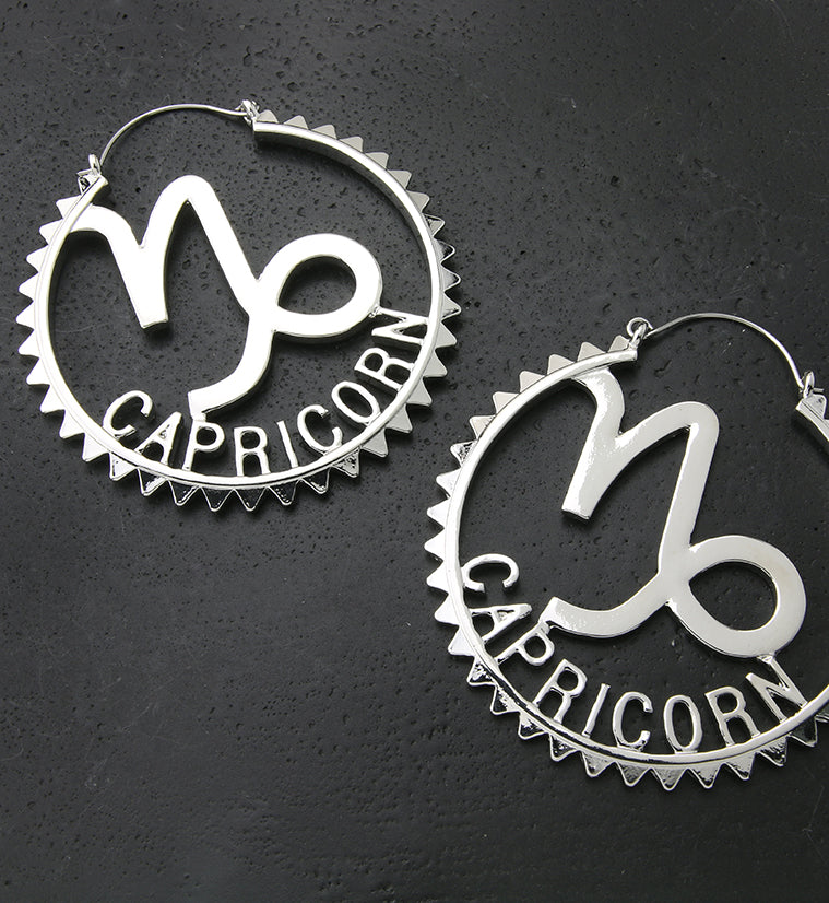 Capricorn Sign Plug Hoops