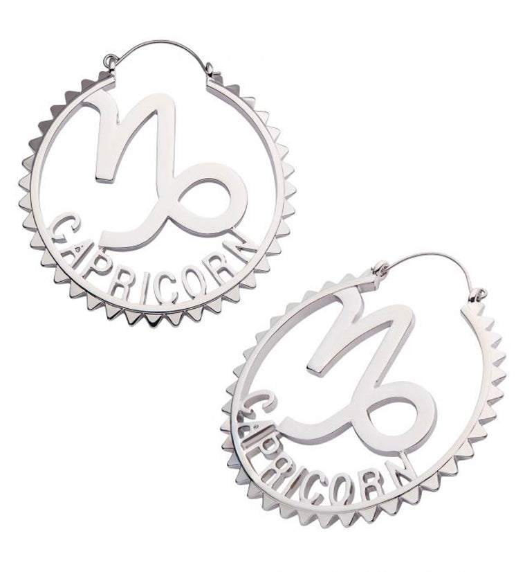 Capricorn Sign Plug Hoops