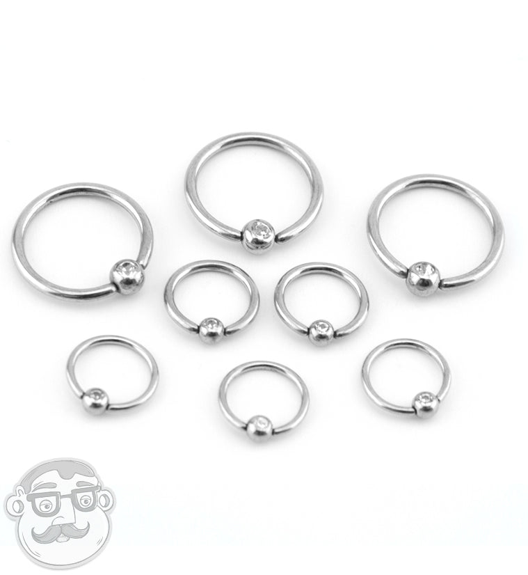Stainless Steel Captive CZ Bead Ring