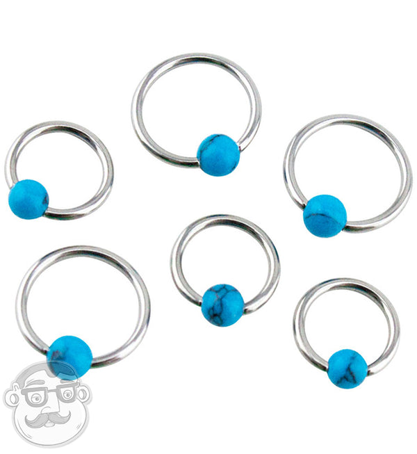 turquoise Stainless Steel Captive Ring