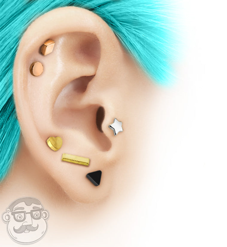 16G Triangle Top Internally Threaded Flat Back Steel Post