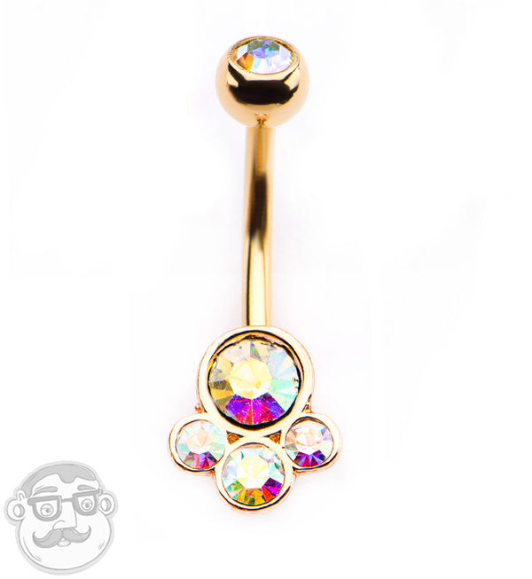 Cascade Gold PVD Rainbow Aurora Belly Button Ring