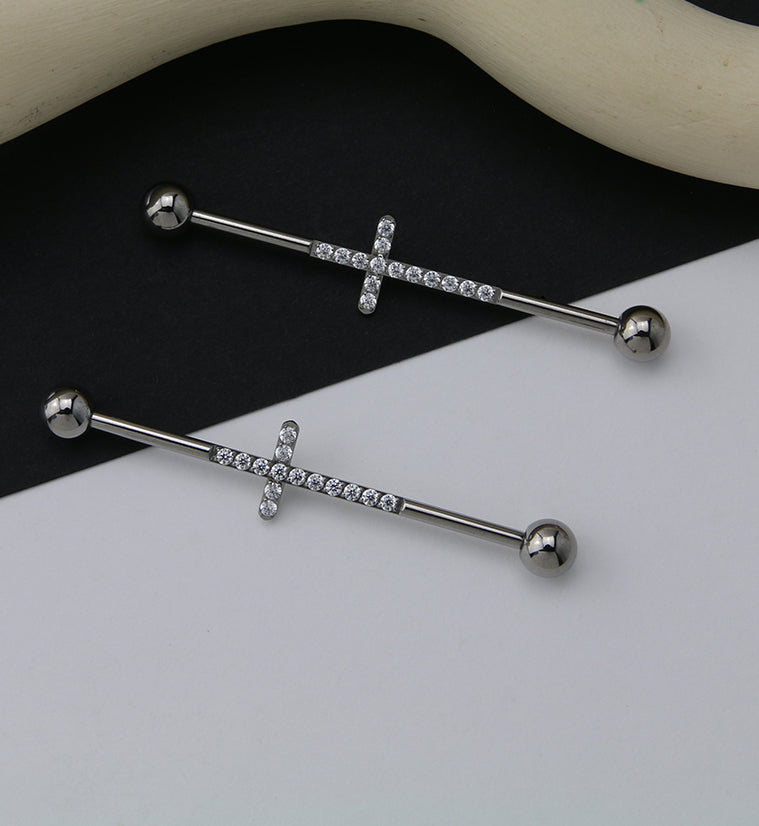 Center CZ Cross Titanium Industrial Barbell