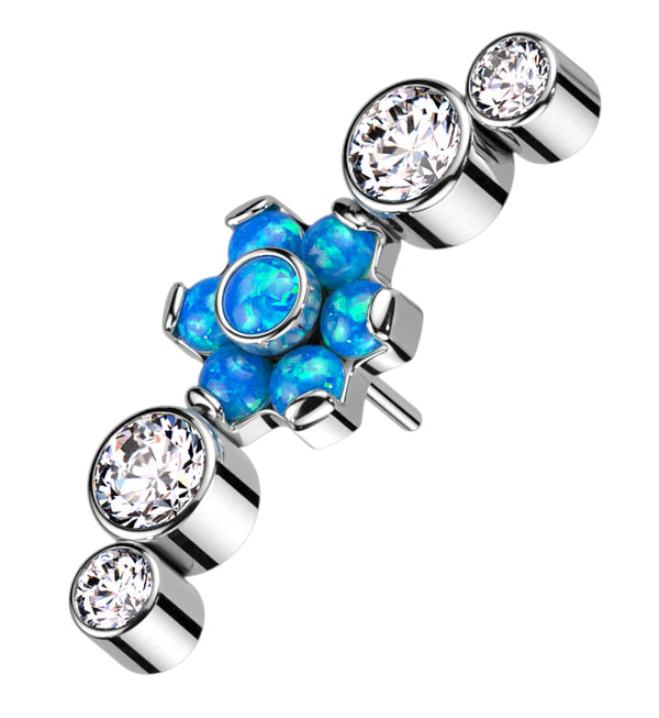 Centered Flower Blue Opalite Arch Threadless Titanium Top