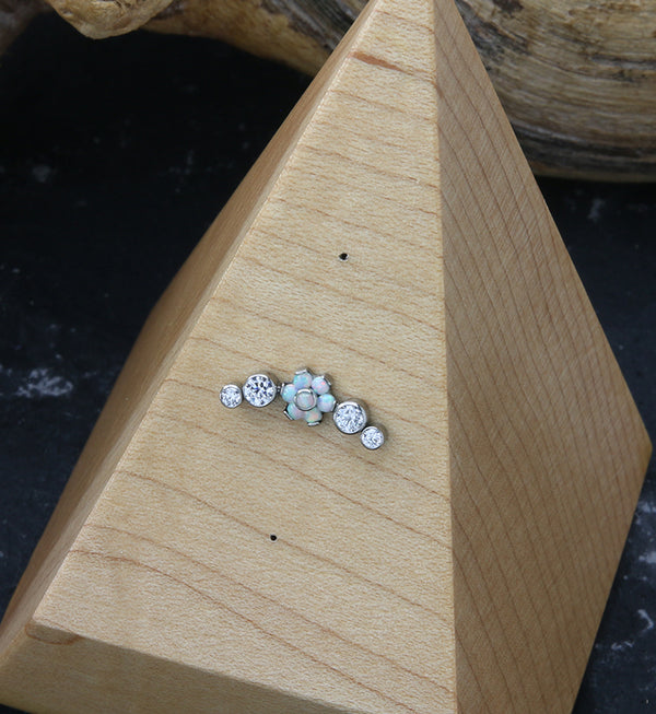 Centered Flower White Opalite Arch Threadless Titanium Top