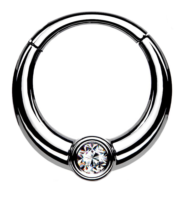 Central CZ Hinged Segment Hoop Ring