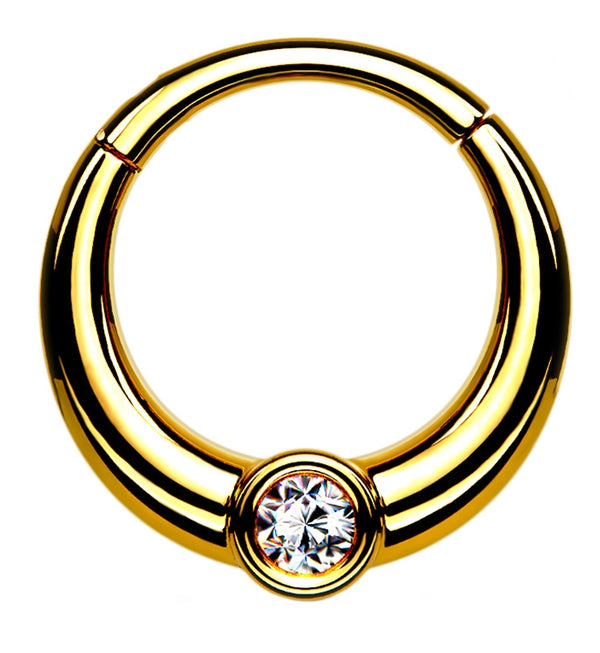 Central Gold PVD CZ Hinged Segment Hoop Ring