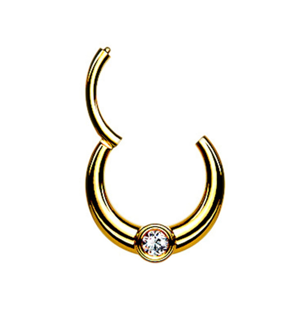 Central Gold PVD CZ Hinged Segment Hoop Ring