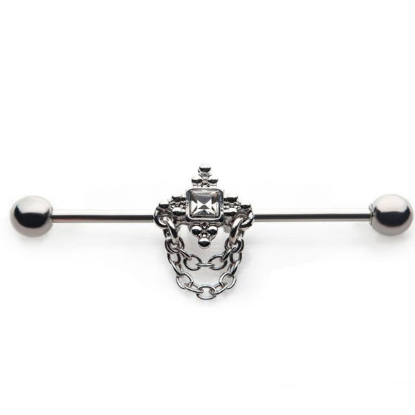 Square Gem Chained Industrial Barbell