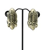 Chameleon Fossil Head Brass Hangers - Earrings