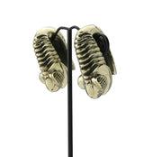 Chameleon Fossil Head Brass Hangers - Earrings